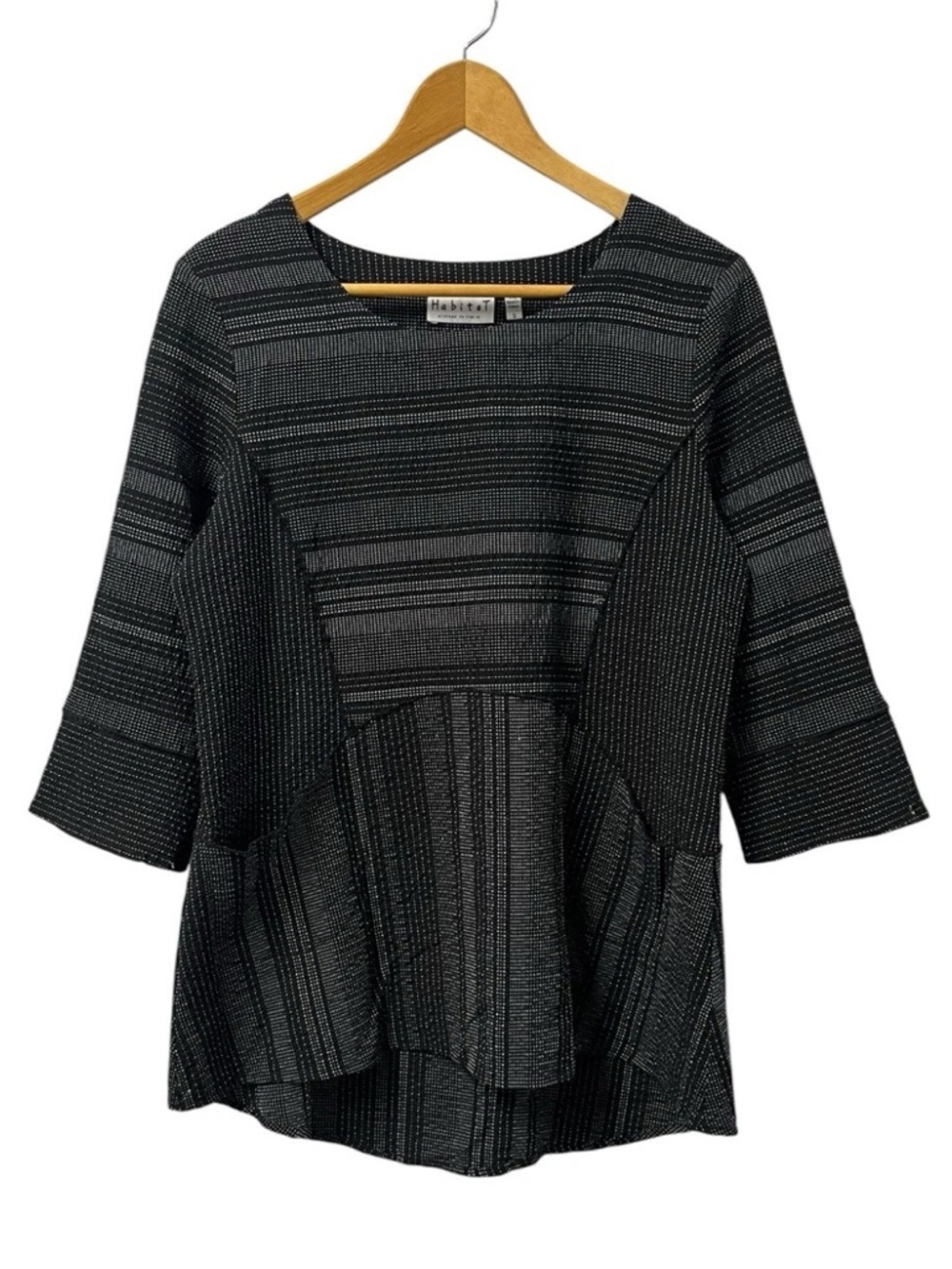 Habitat Women’s Tunic Top Black White Coastal Boho A Line Hi Lo Small
